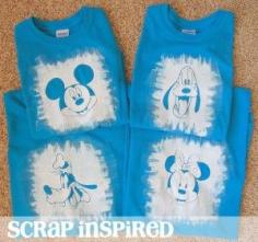 Use a reverse technique of a Freezer Paper Stencil T Shirt to create Disney shirts of favorite characters. | scrapinspired.com