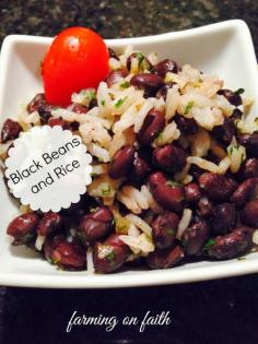 Black Beans and Rice Recipe~ - Farming On Faith* I used cilantro instead of parsley. It was delicious. Have you noticed we've been eating lots of black beans? We've fallen in love with them and also lost some weight while eating more beans and less bread and meat.
