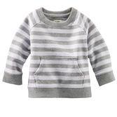 Stripes, sporty raglan sleeves and kangaroo pockets make this cuddly terry layer a number 1 choice for fall chill.