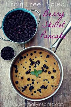 Yum! Berry Skillet Pancake (Grain Free, Paleo) from Primally Inspired
