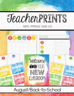 Printable teacher stationary and fun goodies perfect for back to school! Back to school postcards, thank you notes, August calendar, and much more!!! Stay stylish and organized with TeacherPRINTS {August}!