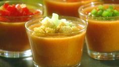 HAPPY CINCO DE MAYO RECIPES ... Gazpacho Recipe ~ INGREDIENTS: Canned tomatoes (or vine-ripened) - Green bell pepper  - Red bell pepper  - Onion  - Cucumber  - Salt - Garlic cloves - Red wine vinegar  - Olive oil - Ice water (or tomato juice for thinning soup) GARNISH: Green bell pepper - Cucumber - Croutons - Tomato