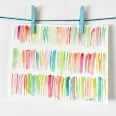 Make an Abstract Watercolor Painting by playing with colors and stripes.