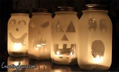 Mason Jar Jack-O'-Lanterns - Halloween, Jack O Lanterns, Jar, Lantern
