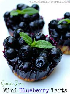 We love these! Grain Free Blueberry Tarts via Primally Inspired (Paleo, Gluten Free).
