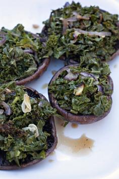Portobello Mushrooms with Kale | Farm To Table | farmtotablela.com