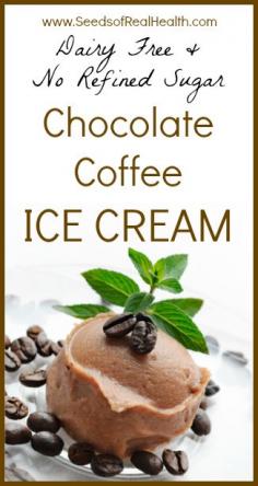 Dairy Free, No Refined Sugar Chocolate Coffee Ice Cream  #paleo #vegan