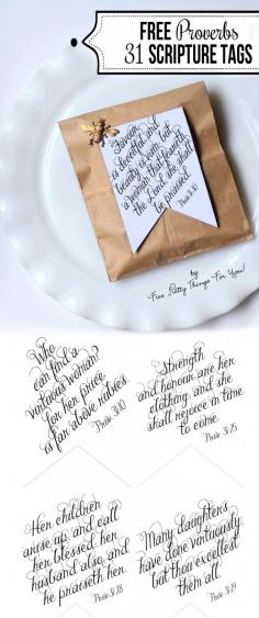 Printable Bible Verses: Proverbs 31 Tags - Free Pretty Things For You