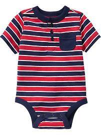 Striped Henley Bodysuits for Baby