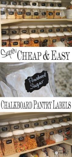 DIY Labels ~ Chalkboard Labels for the Pantry! - Chalkboard, Labels, Organize, Pantry