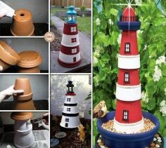 How to Make a Clay Pot Lighthouse - Clay, Lighthouse, Pot