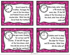 Elapsed Time Task Cards.  Get students up and moving with these elapsed time word problems.