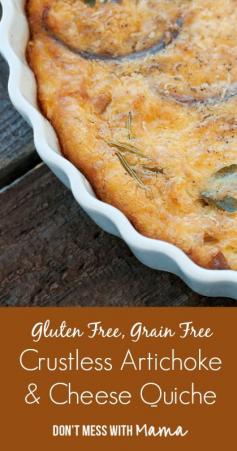 Crustless Artichoke & Cheese Quiche #glutenfree #grainfree #primal - DontMesswithMama.com