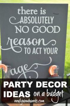 This is a fun and simple way to pack a big punch at parties - use a $1 black foam board from Dollar Tree with a personalized phrase in silver vinyl. Looks so much more difficult than it is. #silhouettedesignteam