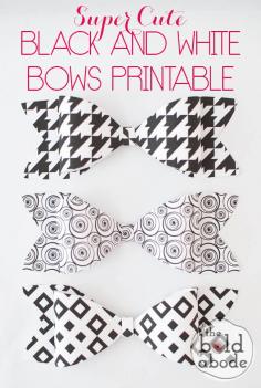 Super Cute Black and White Bows FREE PRINTABLE- The Bold Abode