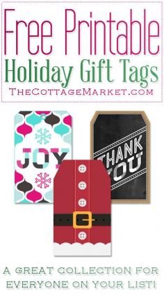 Free Printable Holiday Gift Tags (A great collection for everyone on your list) - The Cottage Market #FreeHolidayGiftTagPrintables, #FreePrintables, #FreeHolidayGiftTags