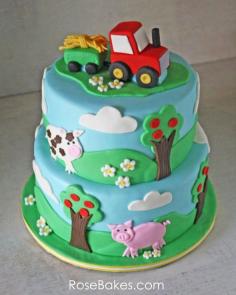 Farm-Animals-Cake-with-Tractor-590x737.jpg (590×737)