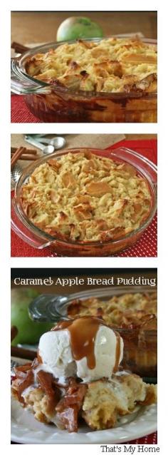 Caramel Apple Bread Pudding www.thenymelrosef... #bread_pudding #dessert #apple
