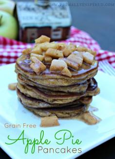 Grain Free Apple Pie Pancakes (using coconut flour). Our favorite! #paleo