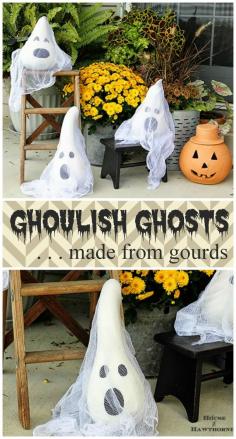 Halloween ghosts made from gourds @ houseofhawthornes...