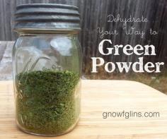 Dehydrate Your Way to Green Powder | Sometimes, the growing mound of greens going unused in the crisper drawer of my fridge can get overwhelming. I know I can freeze them for smoothies down the road, but I have an even better way of preserving the them -- I turn them into nutritious green powder which I can then add to countless dishes (even on the sly). | GNOWFGLINS