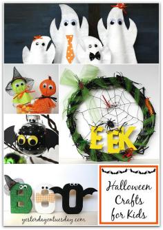 Halloween Crafts for Kids: No Sew Felt Ghost Family, Halloween Lollipops, and Slimy EEK Wreath and more! #halloweendecor #halloweencrafts #kidscrafts #halloweenkidscrafts