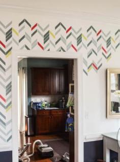 Dining Room Update!  The Herringbone Shuffle Stencil is awesome!