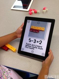 Using the free app Pic Collage to demonstrate comparison subtraction in a hands-on way