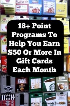 
                        
                            18+ point programs to help you earn $50 or more in gift cards each month
                        
                    