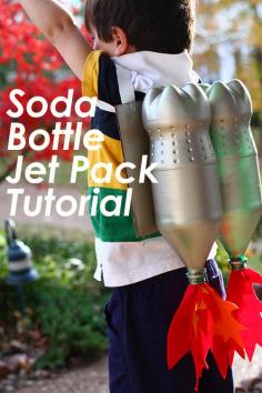 Soda bottle jet pack tutorial - upcycle two 2-liter bottles to make this adorable jet pack for your child. #DIY #crafty #kidscrafts #dressup #halloween