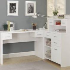 
                    
                        Check out the Monarch Specialties I7028 Hollow Core L Shaped Home Office Desk in White  priced at $397.30 at Homeclick.com.
                    
                