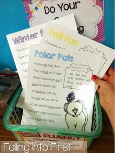 
                        
                            Fluency basket. Place fluency passages in a tub or basket for early finishers to grab and practice at their seats. You can download this free label from her post.
                        
                    