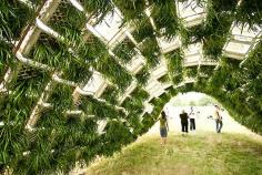 
                    
                        Green Living Walls Line Pavilion Made From Recycled Milk Crates
                    
                