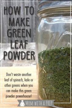 
                    
                        Mom with a PREP | Do not let that pile of greens in your crisper drawer going bad shame you. Show them what for by dehydrating them and making this powerhouse of a powder to add more nutrition to your family meals!
                    
                