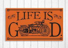 
                    
                        Antique Harley Davidson Motorcycle Life is Good Wood Sign
                    
                