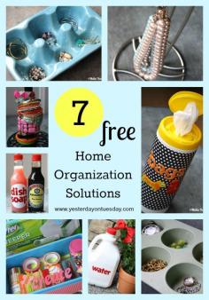 
                    
                        7 FREE Home Organization Solutions from yesterdayontuesda... #organizing #freeorganizing #frugalorganizing
                    
                