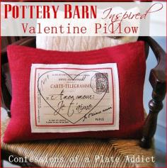 
                    
                        CONFESSIONS OF A PLATE ADDICT Pottery Barn Inspired French Valentine Pillow
                    
                