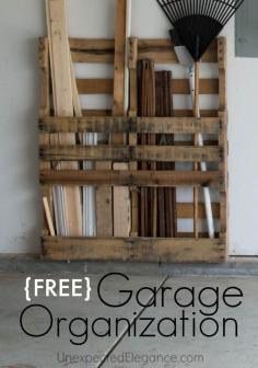 
                    
                        If you need to organize your garage, then check out how to make some easy (and FREE) changes!  DIY solution using pallets.
                    
                