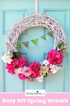 
                    
                        Easy DIY Spring Wreath Craft Tutorial at LivingLocurto.com
                    
                