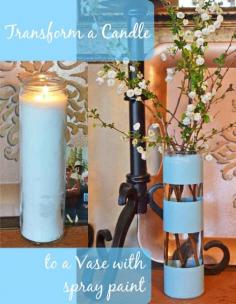 
                    
                        Here's an easy way to remove candle wax from glass and then transform the glass into a vase with spray paint!
                    
                
