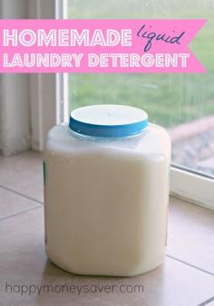 
                    
                        Recipe for liquid laundry detergent. This one here is the best recipe - it only costs $1.47 for up to 100 loads! WHOA! happymoneysaver.com
                    
                