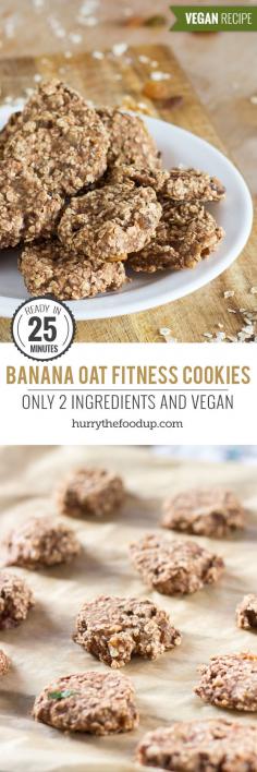 
                    
                        2 Ingredient Fitness Cookies. For when you need an energy boost | #vegan #cookie | hurrythefoodup.com
                    
                