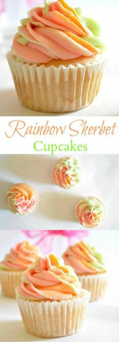 
                    
                        Rainbow Sherbet Cupcakes are the perfect way to celebrate Spring!
                    
                