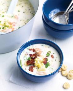 
                    
                        Corn-and-Shrimp Chowder with Bacon: Use the edge of a spoon to scrape every last bit of pulp from the cob -- it adds flavor and helps to lightly thicken the chowder.
                    
                