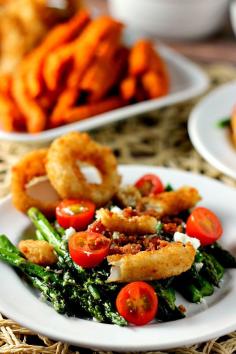 
                    
                        This Asparagus Onion Ring Salad combines fresh asparagus, Alexia onion rings, cherry tomatoes, feta cheese, bacon bits, and a drizzle of balsamic dressing.
                    
                