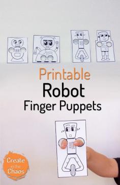 
                    
                        This is a super easy printable craft - Printable robot finger puppets www.createinthech...
                    
                