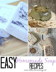 
                    
                        Easy Homemade Soap Recipes. Some great simple ideas on how you can start to make your own soap. Love these!
                    
                