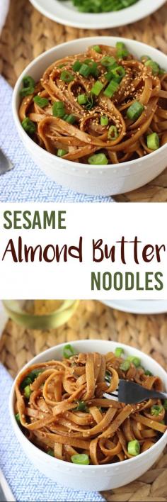 
                    
                        Sesame Almond Butter Noodles - a quick and satisfying weeknight meal! mysequinedlife.com
                    
                