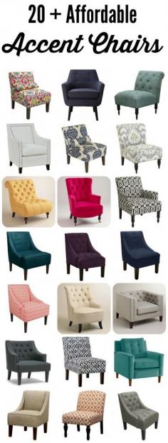 
                    
                        This is AWESOME!  A source list of more than 20 AFFORDABLE accent chairs by Designer Trapped in a Lawyer's Body.
                    
                