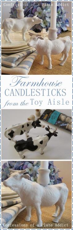 
                    
                        How fantastic are these DIY candlesticks made with toys!  Love them!
                    
                